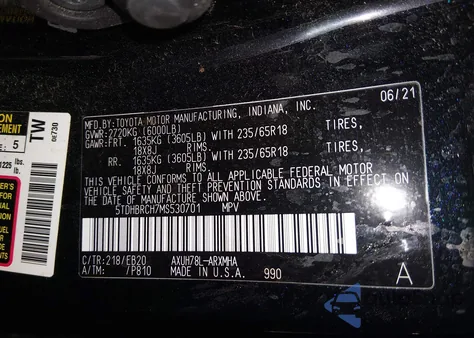 2021 Toyota Highlander Hybrid Xle z USA, uszkodzony, nr VIN 5TDHBRCH7MS530701